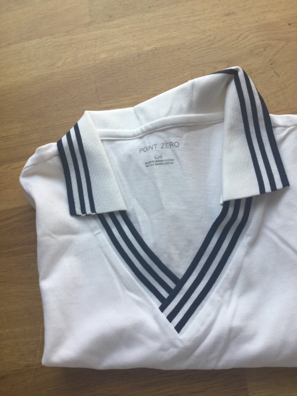 NWT Point Zero sporty sleeveless polo top 20" pit to pit white with blue size L - Picture 8 of 8